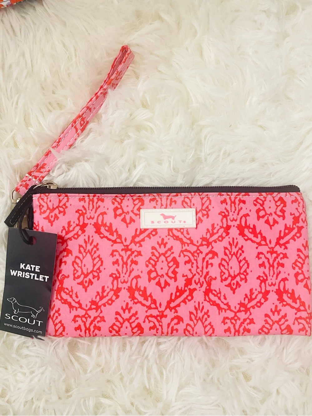 SCOUT Kate Pink Scroll Water Resistant Zippered Wristlet NWT